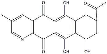 8-acetyl-6,10,11-trihydroxy-3-methyl-7,8,9,10-tetrahydronaphtho[2,3-g]quinoline-5,12-dione 化学構造式