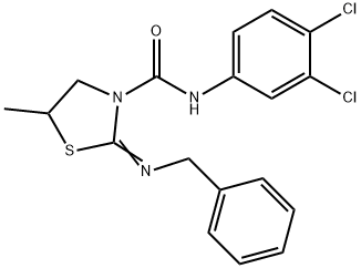 2-(benzylimino)-N-(3,4-dichlorophenyl)-5-methyl-1,3-thiazolidine-3-carboxamide,489434-78-8,结构式