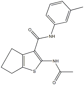 2-(acetylamino)-N-(3-methylphenyl)-5,6-dihydro-4H-cyclopenta[b]thiophene-3-carboxamide 化学構造式