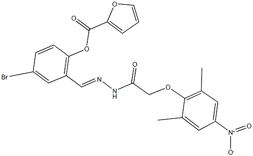 4-bromo-2-[2-({4-nitro-2,6-dimethylphenoxy}acetyl)carbohydrazonoyl]phenyl 2-furoate Struktur