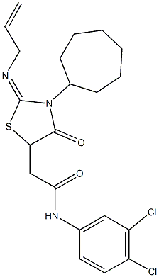 2-[2-(allylimino)-3-cycloheptyl-4-oxo-1,3-thiazolidin-5-yl]-N-(3,4-dichlorophenyl)acetamide|