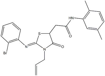 2-{3-allyl-2-[(2-bromophenyl)imino]-4-oxo-1,3-thiazolidin-5-yl}-N-(2,5-dimethylphenyl)acetamide Struktur