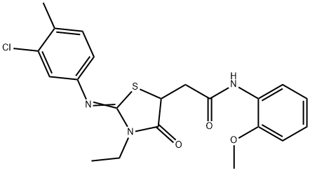 2-{2-[(3-chloro-4-methylphenyl)imino]-3-ethyl-4-oxo-1,3-thiazolidin-5-yl}-N-(2-methoxyphenyl)acetamide Structure