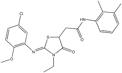 2-{2-[(5-chloro-2-methoxyphenyl)imino]-3-ethyl-4-oxo-1,3-thiazolidin-5-yl}-N-(2,3-dimethylphenyl)acetamide,489436-28-4,结构式