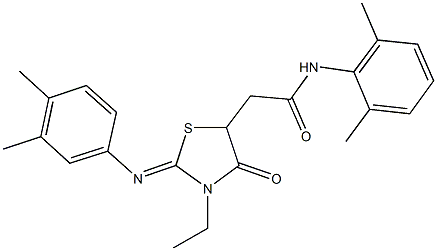 N-(2,6-dimethylphenyl)-2-{2-[(3,4-dimethylphenyl)imino]-3-ethyl-4-oxo-1,3-thiazolidin-5-yl}acetamide,489436-39-7,结构式