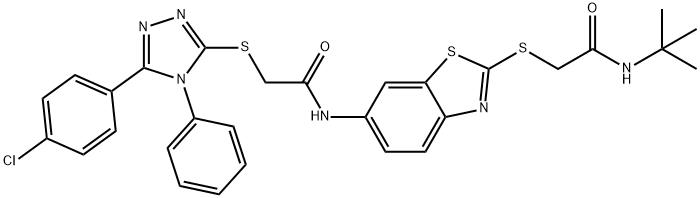 N-(2-{[2-(tert-butylamino)-2-oxoethyl]sulfanyl}-1,3-benzothiazol-6-yl)-2-{[5-(4-chlorophenyl)-4-phenyl-4H-1,2,4-triazol-3-yl]sulfanyl}acetamide,489442-02-6,结构式