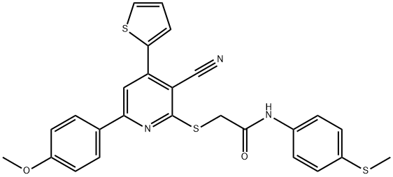 2-{[3-cyano-6-(4-methoxyphenyl)-4-thien-2-ylpyridin-2-yl]sulfanyl}-N-[4-(methylsulfanyl)phenyl]acetamide|