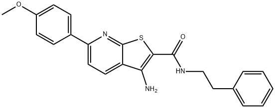 3-amino-6-(4-methoxyphenyl)-N-(2-phenylethyl)thieno[2,3-b]pyridine-2-carboxamide Structure