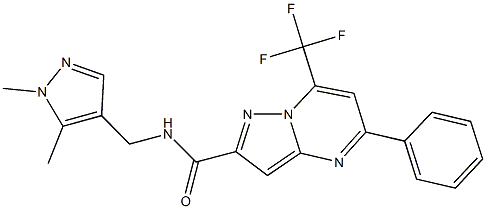 N-[(1,5-dimethyl-1H-pyrazol-4-yl)methyl]-5-phenyl-7-(trifluoromethyl)pyrazolo[1,5-a]pyrimidine-2-carboxamide 化学構造式