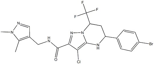 5-(4-bromophenyl)-3-chloro-N-[(1,5-dimethyl-1H-pyrazol-4-yl)methyl]-7-(trifluoromethyl)-4,5,6,7-tetrahydropyrazolo[1,5-a]pyrimidine-2-carboxamide Structure