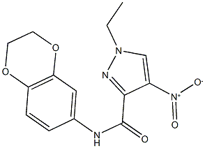 N-(2,3-dihydro-1,4-benzodioxin-6-yl)-1-ethyl-4-nitro-1H-pyrazole-3-carboxamide Structure