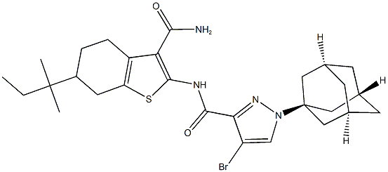 1-(1-adamantyl)-N-[3-(aminocarbonyl)-6-tert-pentyl-4,5,6,7-tetrahydro-1-benzothien-2-yl]-4-bromo-1H-pyrazole-3-carboxamide Struktur