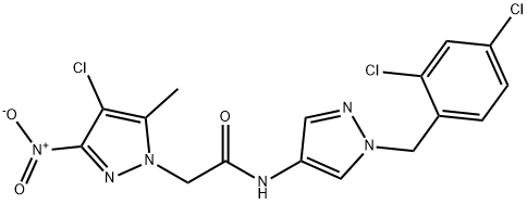 2-{4-chloro-3-nitro-5-methyl-1H-pyrazol-1-yl}-N-[1-(2,4-dichlorobenzyl)-1H-pyrazol-4-yl]acetamide,489449-74-3,结构式