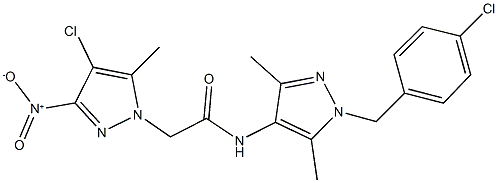 N-[1-(4-chlorobenzyl)-3,5-dimethyl-1H-pyrazol-4-yl]-2-{4-chloro-3-nitro-5-methyl-1H-pyrazol-1-yl}acetamide,489450-09-1,结构式