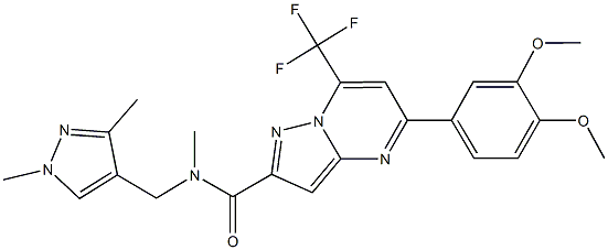 5-(3,4-dimethoxyphenyl)-N-[(1,3-dimethyl-1H-pyrazol-4-yl)methyl]-N-methyl-7-(trifluoromethyl)pyrazolo[1,5-a]pyrimidine-2-carboxamide Structure