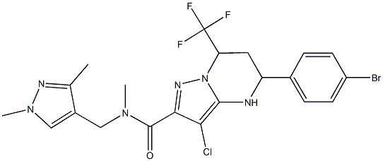 5-(4-bromophenyl)-3-chloro-N-[(1,3-dimethyl-1H-pyrazol-4-yl)methyl]-N-methyl-7-(trifluoromethyl)-4,5,6,7-tetrahydropyrazolo[1,5-a]pyrimidine-2-carboxamide Structure