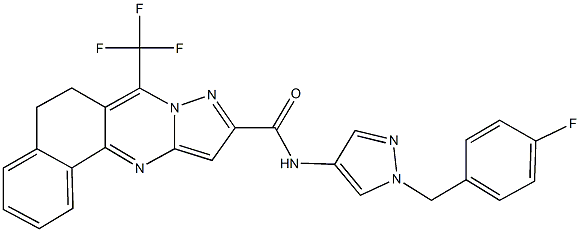 N-[1-(4-fluorobenzyl)-1H-pyrazol-4-yl]-7-(trifluoromethyl)-5,6-dihydrobenzo[h]pyrazolo[5,1-b]quinazoline-10-carboxamide Structure