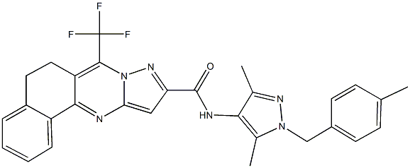 489450-52-4 N-[3,5-dimethyl-1-(4-methylbenzyl)-1H-pyrazol-4-yl]-7-(trifluoromethyl)-5,6-dihydrobenzo[h]pyrazolo[5,1-b]quinazoline-10-carboxamide