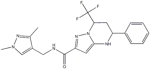 N-[(1,3-dimethyl-1H-pyrazol-4-yl)methyl]-5-phenyl-7-(trifluoromethyl)-4,5,6,7-tetrahydropyrazolo[1,5-a]pyrimidine-2-carboxamide Struktur