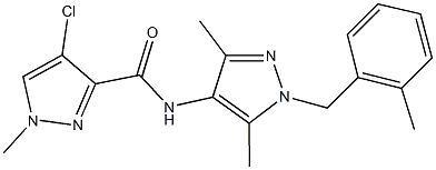 4-chloro-N-[3,5-dimethyl-1-(2-methylbenzyl)-1H-pyrazol-4-yl]-1-methyl-1H-pyrazole-3-carboxamide,489450-73-9,结构式