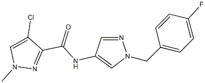 4-chloro-N-[1-(4-fluorobenzyl)-1H-pyrazol-4-yl]-1-methyl-1H-pyrazole-3-carboxamide 化学構造式