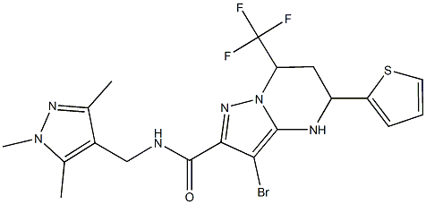 489451-04-9 3-bromo-5-(2-thienyl)-7-(trifluoromethyl)-N-[(1,3,5-trimethyl-1H-pyrazol-4-yl)methyl]-4,5,6,7-tetrahydropyrazolo[1,5-a]pyrimidine-2-carboxamide