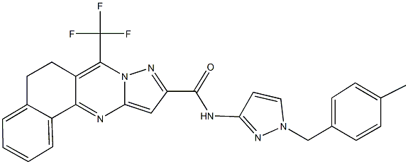 N-[1-(4-methylbenzyl)-1H-pyrazol-3-yl]-7-(trifluoromethyl)-5,6-dihydrobenzo[h]pyrazolo[5,1-b]quinazoline-10-carboxamide Structure