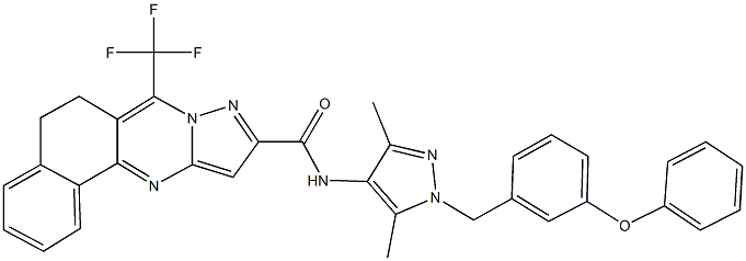 N-[3,5-dimethyl-1-(3-phenoxybenzyl)-1H-pyrazol-4-yl]-7-(trifluoromethyl)-5,6-dihydrobenzo[h]pyrazolo[5,1-b]quinazoline-10-carboxamide Structure