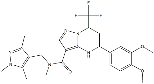 5-(3,4-dimethoxyphenyl)-N-methyl-7-(trifluoromethyl)-N-[(1,3,5-trimethyl-1H-pyrazol-4-yl)methyl]-4,5,6,7-tetrahydropyrazolo[1,5-a]pyrimidine-3-carboxamide Structure