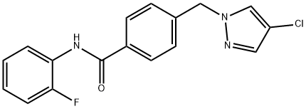4-[(4-chloro-1H-pyrazol-1-yl)methyl]-N-(2-fluorophenyl)benzamide 化学構造式