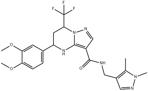 5-(3,4-dimethoxyphenyl)-N-[(1,5-dimethyl-1H-pyrazol-4-yl)methyl]-7-(trifluoromethyl)-4,5,6,7-tetrahydropyrazolo[1,5-a]pyrimidine-3-carboxamide Structure