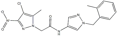 2-{4-chloro-3-nitro-5-methyl-1H-pyrazol-1-yl}-N-[1-(2-methylbenzyl)-1H-pyrazol-4-yl]acetamide 化学構造式