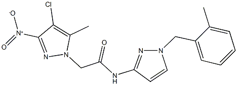 2-{4-chloro-3-nitro-5-methyl-1H-pyrazol-1-yl}-N-[1-(2-methylbenzyl)-1H-pyrazol-3-yl]acetamide,489451-42-5,结构式