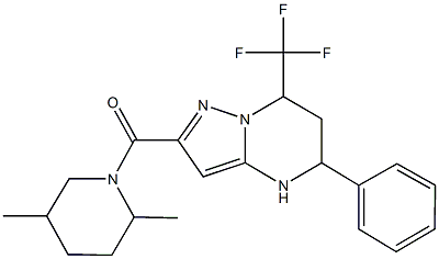 2-[(2,5-dimethyl-1-piperidinyl)carbonyl]-5-phenyl-7-(trifluoromethyl)-4,5,6,7-tetrahydropyrazolo[1,5-a]pyrimidine 结构式
