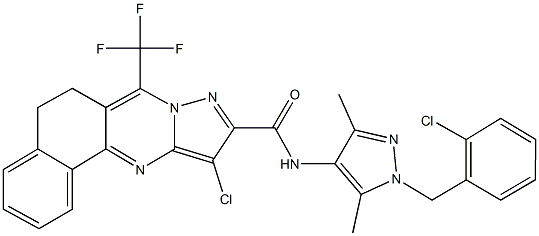 489451-76-5 11-chloro-N-[1-(2-chlorobenzyl)-3,5-dimethyl-1H-pyrazol-4-yl]-7-(trifluoromethyl)-5,6-dihydrobenzo[h]pyrazolo[5,1-b]quinazoline-10-carboxamide