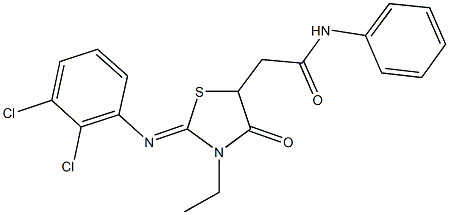 2-{2-[(2,3-dichlorophenyl)imino]-3-ethyl-4-oxo-1,3-thiazolidin-5-yl}-N-phenylacetamide Struktur