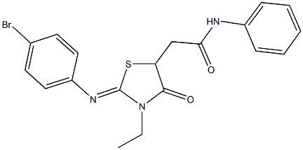 2-{2-[(4-bromophenyl)imino]-3-ethyl-4-oxo-1,3-thiazolidin-5-yl}-N-phenylacetamide Structure