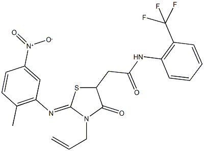 489454-14-0 2-[3-allyl-2-({5-nitro-2-methylphenyl}imino)-4-oxo-1,3-thiazolidin-5-yl]-N-[2-(trifluoromethyl)phenyl]acetamide