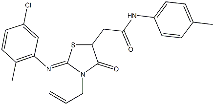 2-{3-allyl-2-[(5-chloro-2-methylphenyl)imino]-4-oxo-1,3-thiazolidin-5-yl}-N-(4-methylphenyl)acetamide Struktur