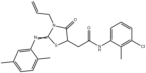 2-{3-allyl-2-[(2,5-dimethylphenyl)imino]-4-oxo-1,3-thiazolidin-5-yl}-N-(3-chloro-2-methylphenyl)acetamide Structure