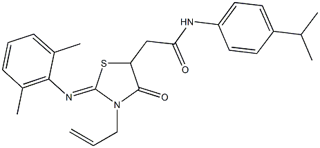 2-{3-allyl-2-[(2,6-dimethylphenyl)imino]-4-oxo-1,3-thiazolidin-5-yl}-N-(4-isopropylphenyl)acetamide,489454-39-9,结构式