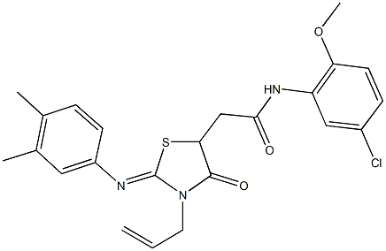 2-{3-allyl-2-[(3,4-dimethylphenyl)imino]-4-oxo-1,3-thiazolidin-5-yl}-N-(5-chloro-2-methoxyphenyl)acetamide Structure