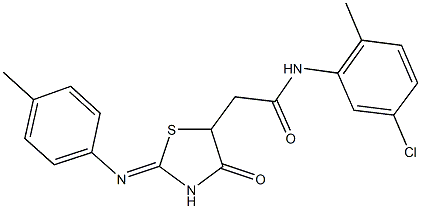 N-(5-chloro-2-methylphenyl)-2-{2-[(4-methylphenyl)imino]-4-oxo-1,3-thiazolidin-5-yl}acetamide Struktur