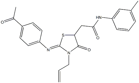 2-{2-[(4-acetylphenyl)imino]-3-allyl-4-oxo-1,3-thiazolidin-5-yl}-N-(3-methylphenyl)acetamide 结构式