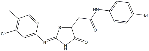 N-(4-bromophenyl)-2-{2-[(3-chloro-4-methylphenyl)imino]-4-oxo-1,3-thiazolidin-5-yl}acetamide,489454-76-4,结构式