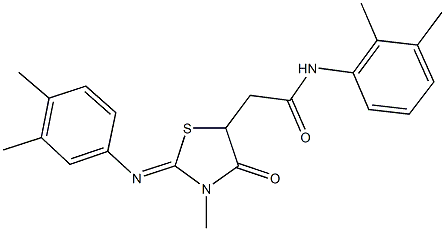 N-(2,3-dimethylphenyl)-2-{2-[(3,4-dimethylphenyl)imino]-3-methyl-4-oxo-1,3-thiazolidin-5-yl}acetamide,489454-87-7,结构式