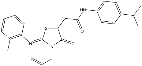 2-{3-allyl-2-[(2-methylphenyl)imino]-4-oxo-1,3-thiazolidin-5-yl}-N-(4-isopropylphenyl)acetamide,489454-97-9,结构式