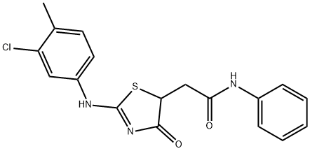 2-{2-[(3-chloro-4-methylphenyl)imino]-4-oxo-1,3-thiazolidin-5-yl}-N-phenylacetamide Structure