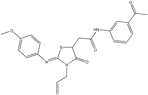 N-(3-acetylphenyl)-2-{3-allyl-2-[(4-methoxyphenyl)imino]-4-oxo-1,3-thiazolidin-5-yl}acetamide Struktur