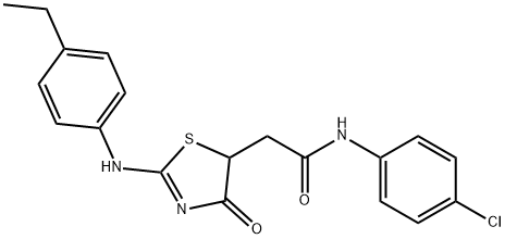 N-(4-chlorophenyl)-2-{2-[(4-ethylphenyl)imino]-4-oxo-1,3-thiazolidin-5-yl}acetamide,489455-49-4,结构式